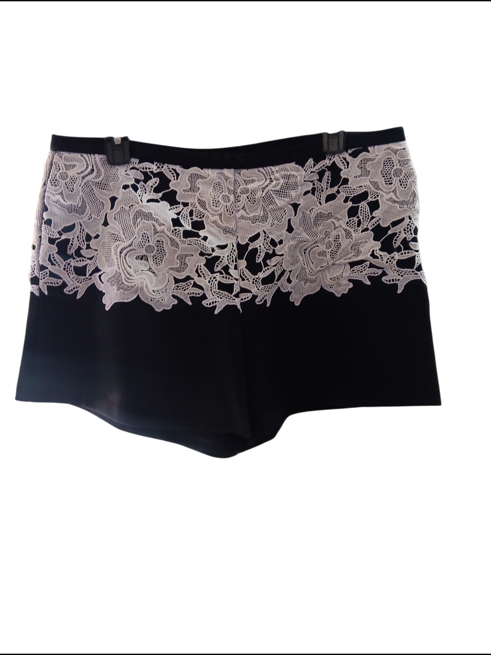 One Market Women’s Black Shorts with White Lace Trim. New with Tags.  Stitch Fix
